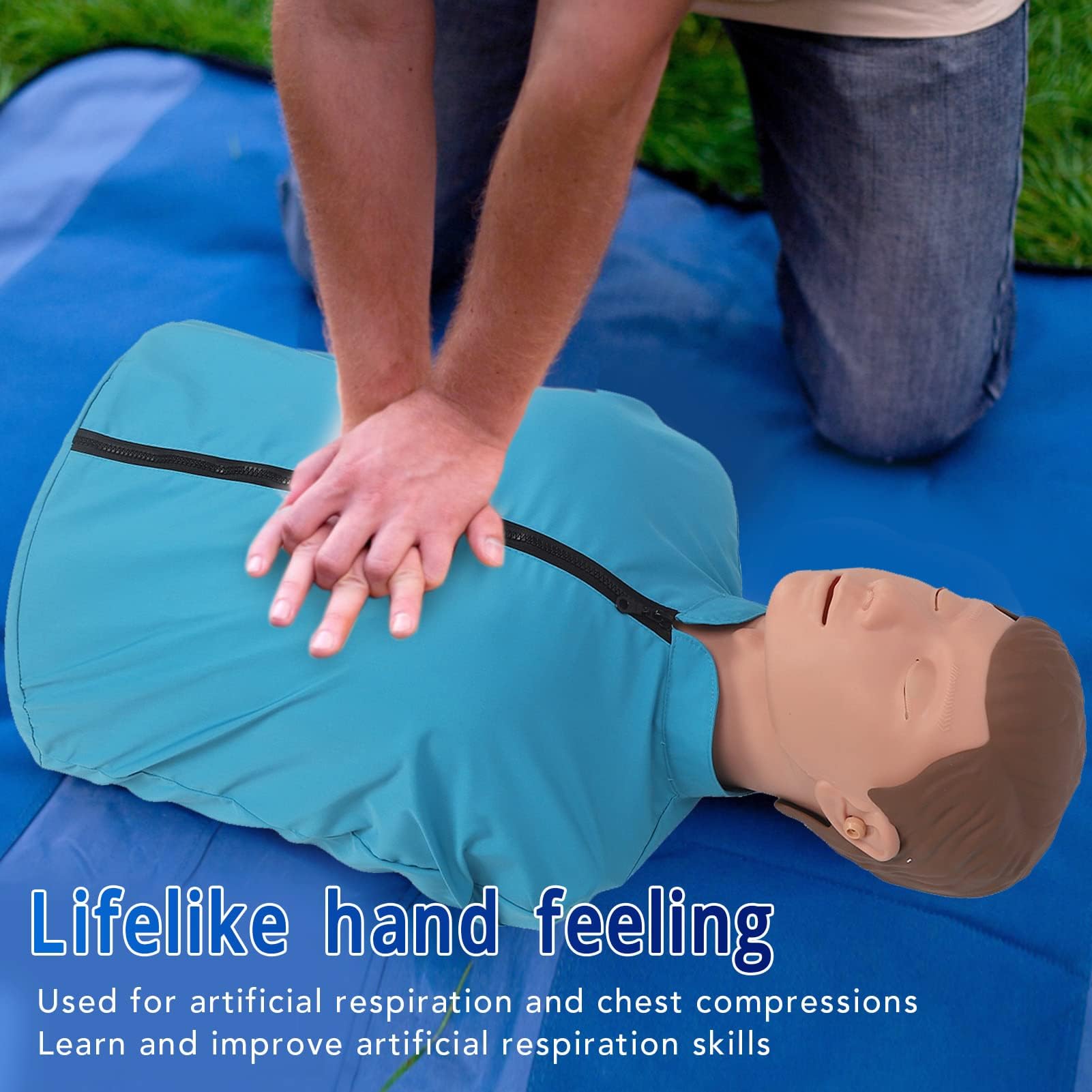 CPR-Puppe für Erwachsene, Trainingspuppe für Herz-Lungen-Wiederbelebung, Gummi-Halbkörper, künstliche Beatmung, menschliches Modell, Simulator für Herz-Lungen-Wiederbelebung, Erste-Hilfe-Training