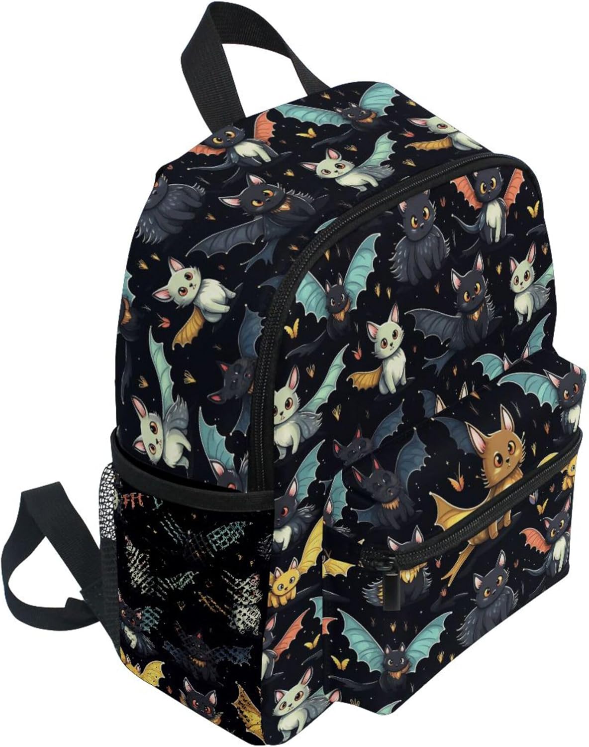 MNSRUU Toddler Backpack, Gothic Skull Cat Bat Small Kids Backpack For Boys Girls Preschool Bookbag Rucksack Mini School Bag Travel Daypack with Chest Strap Name Tag