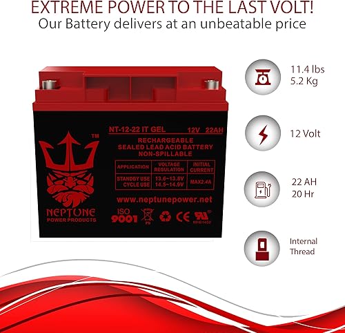 Miniatura 7 de Neptune Power Products Batería de repuesto de gel de 12 V 22 AH para Leoch LPX12-20 Producto de la marca