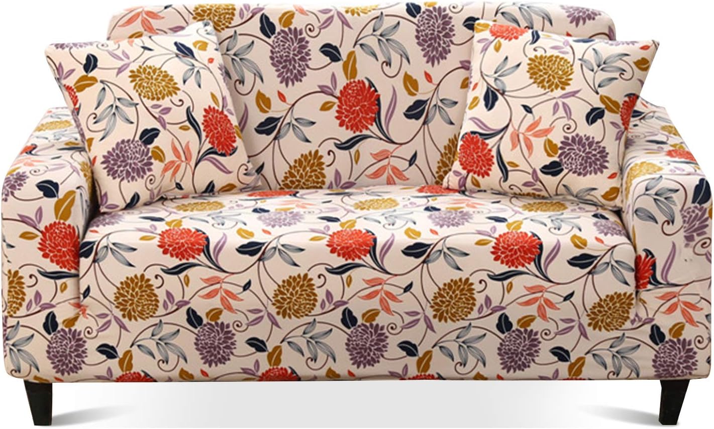 Travan Printed Sofa Cover Stretch Sofa Slipcover Spandex Couch Cover Stylish Couch Furniture Protector for 3 Cushion Couch with Two Free Pillowcases