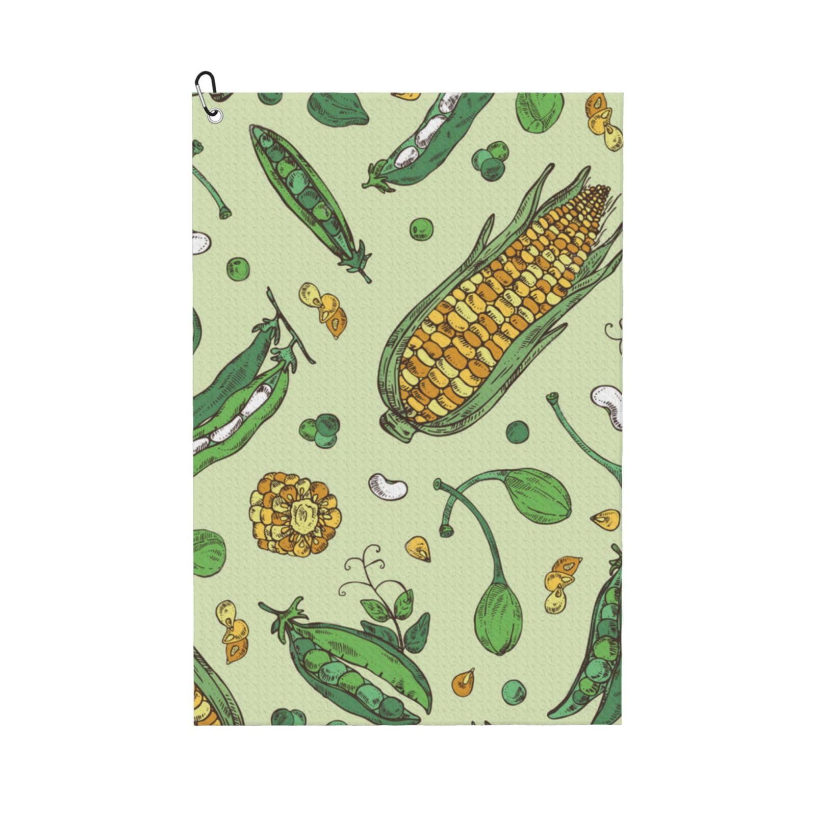 Hnnkloy Corn Peas Pod Beans Pod Caper, 16x24 in Portable Waffle Golf Towels with Carabiner Clip for Golf Bag