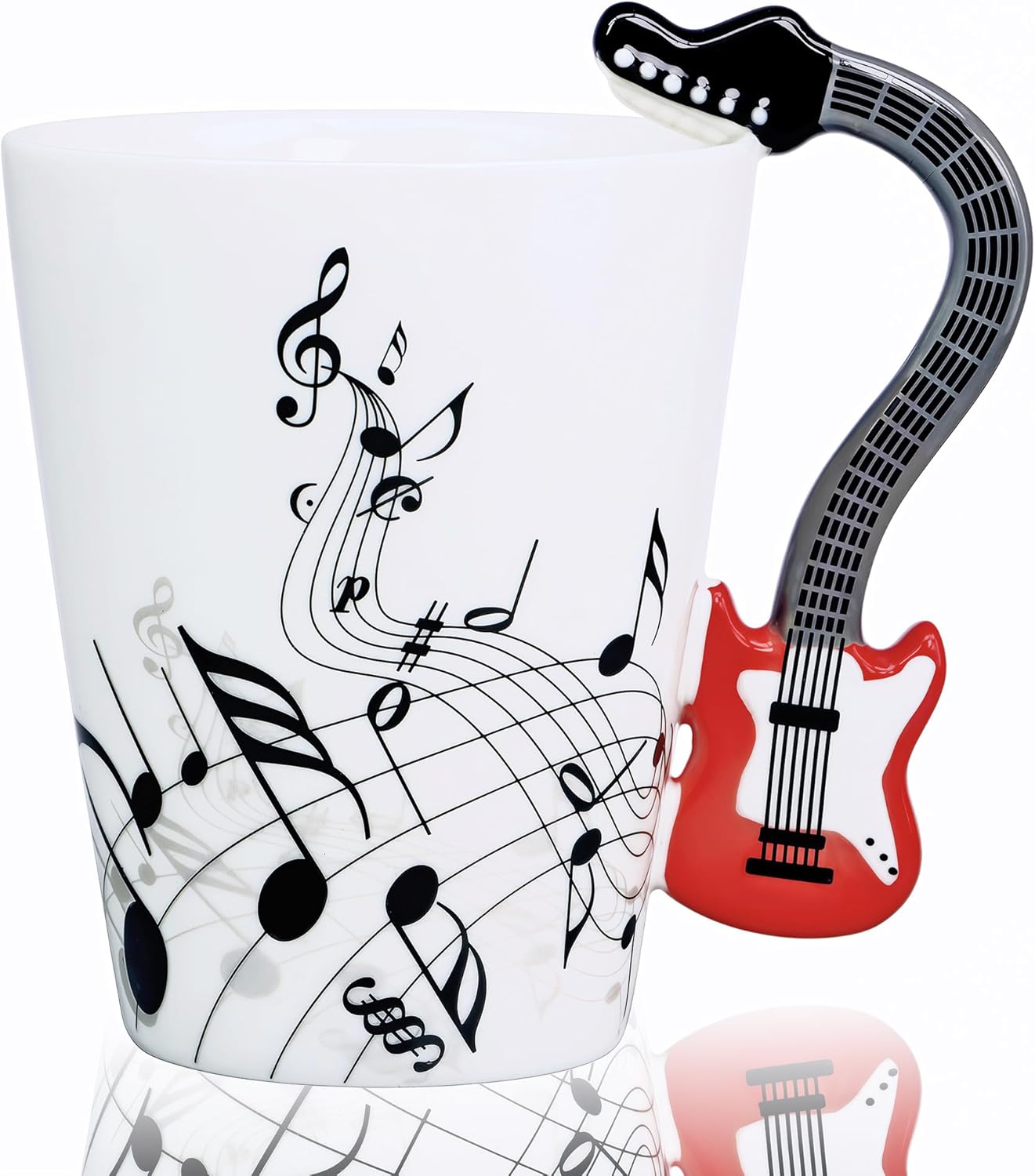 Guitar Mug Guitar Coffee Mug Gift for Guitar Players Musician - 13.5 oz Guitar Cup Gifts for Music Lovers - Music Coffee Mugs Birthday Christmas Gifts for Men Women (Red)