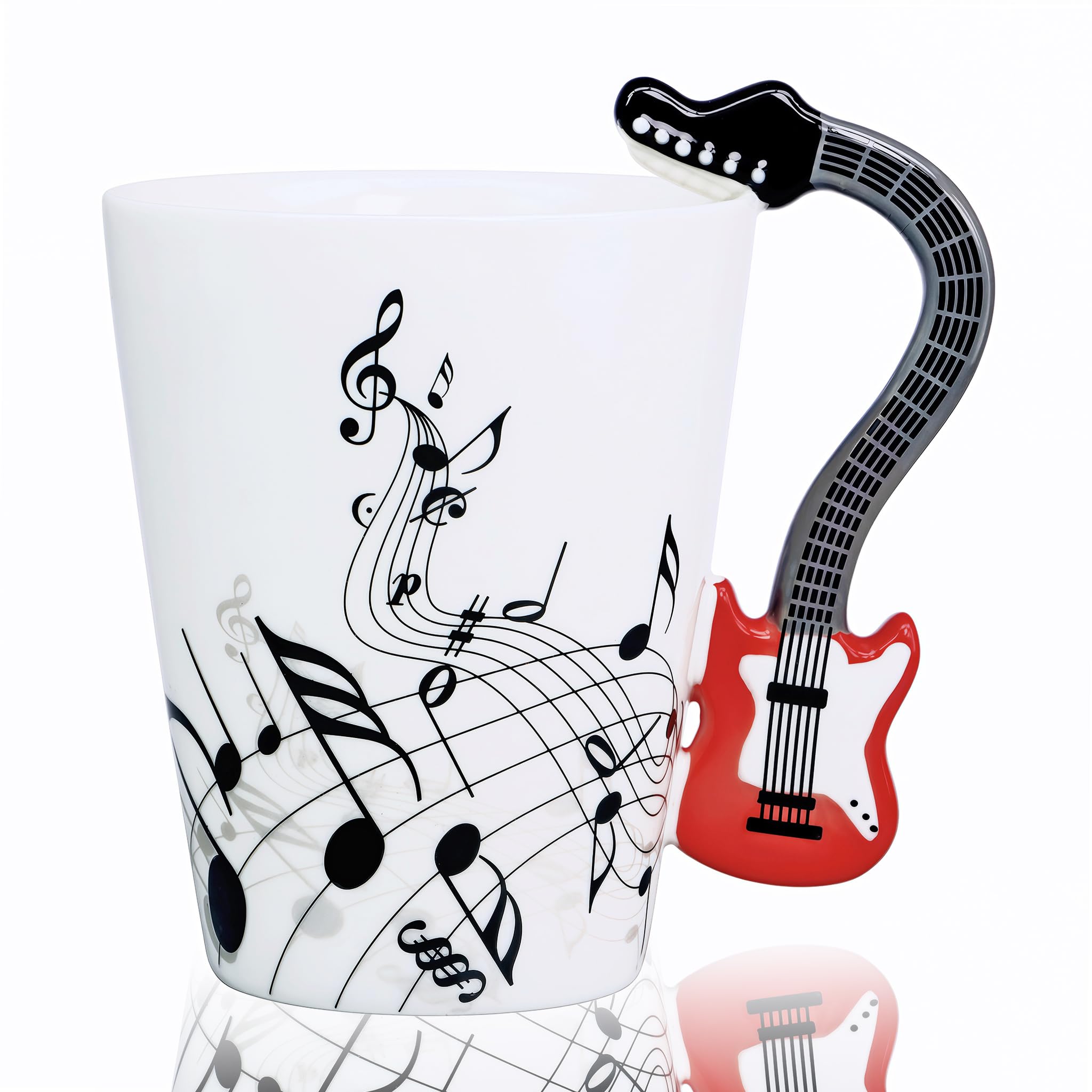 Guitar Mug Guitar Coffee Mug Gift for Guitar Players Musician - 13.5 oz Guitar Cup Gifts for Music Lovers - Music Coffee Mugs Birthday Christmas Gifts for Men Women (Red)