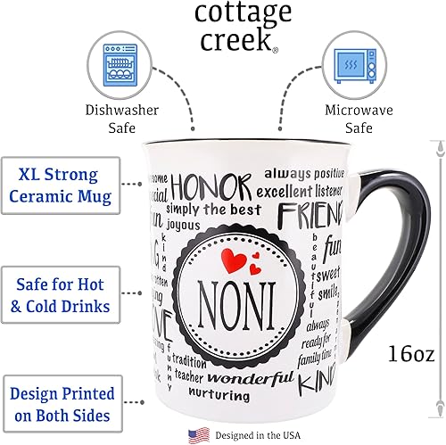 Miniatura 2 de Cottage Creek Taza de café, taza de café de cerámica Noni de 16 onzas, regalos de cumpleaños para mujeres, abuela, nana, mimi, regalo de anuncio de