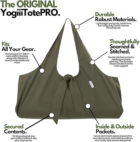 Miniatura 2 de Yogiii, bolsa para esterilla de yoga, la YogiiiTotePRO, bolsa grande para llevar esterilla de yoga con bolsillo lateral, para todos