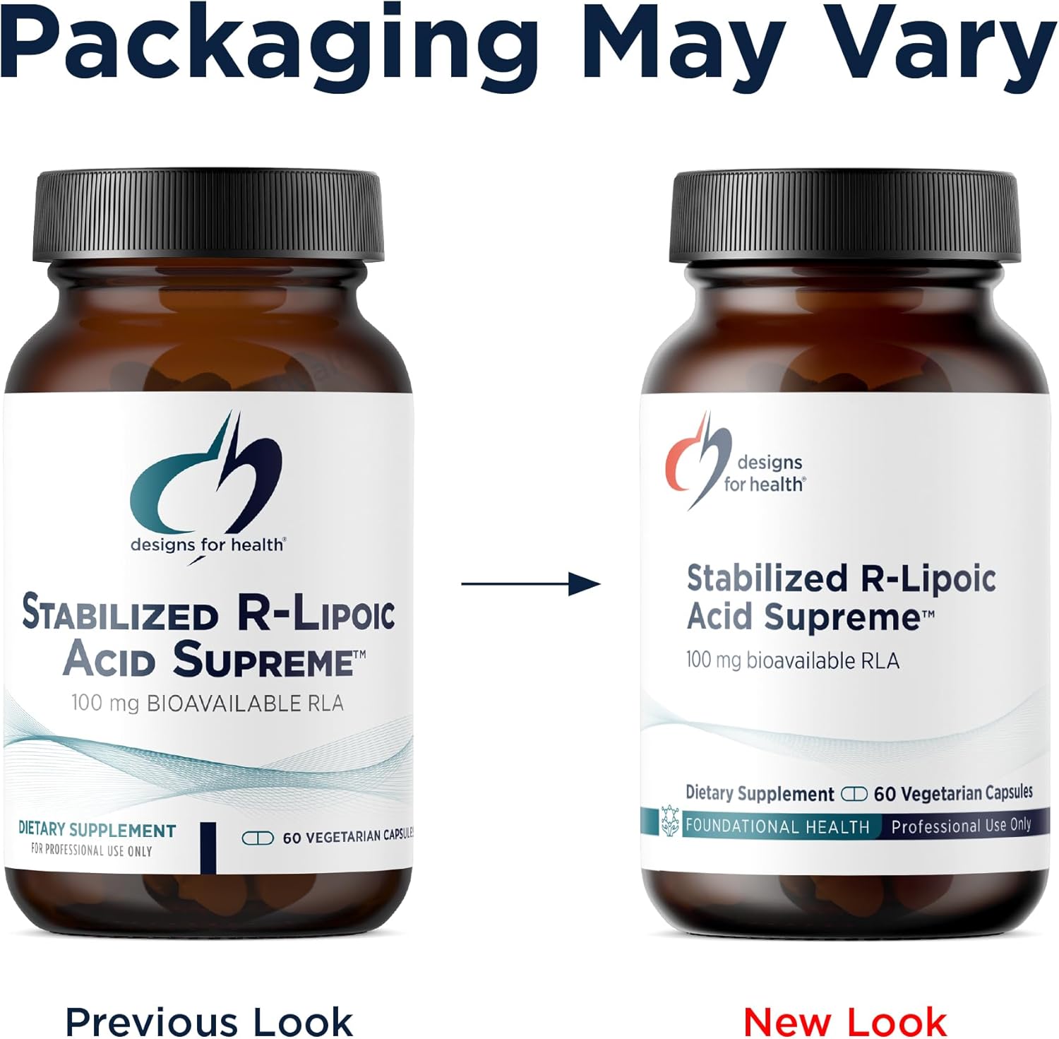 Designs for Health Stabilized R-Lipoic Acid Supreme - 100mg RLA Supplement with Taurine - Non-GMO, Gluten Free (60 Capsules)