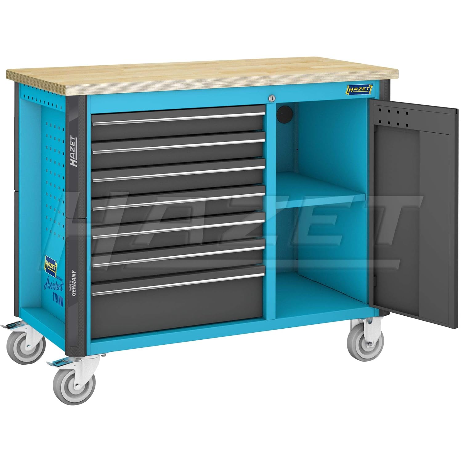 HAZET Mobile Work Bench 179NW-7 Drawers Shallow: 6X 76x522x398 mm Drawer