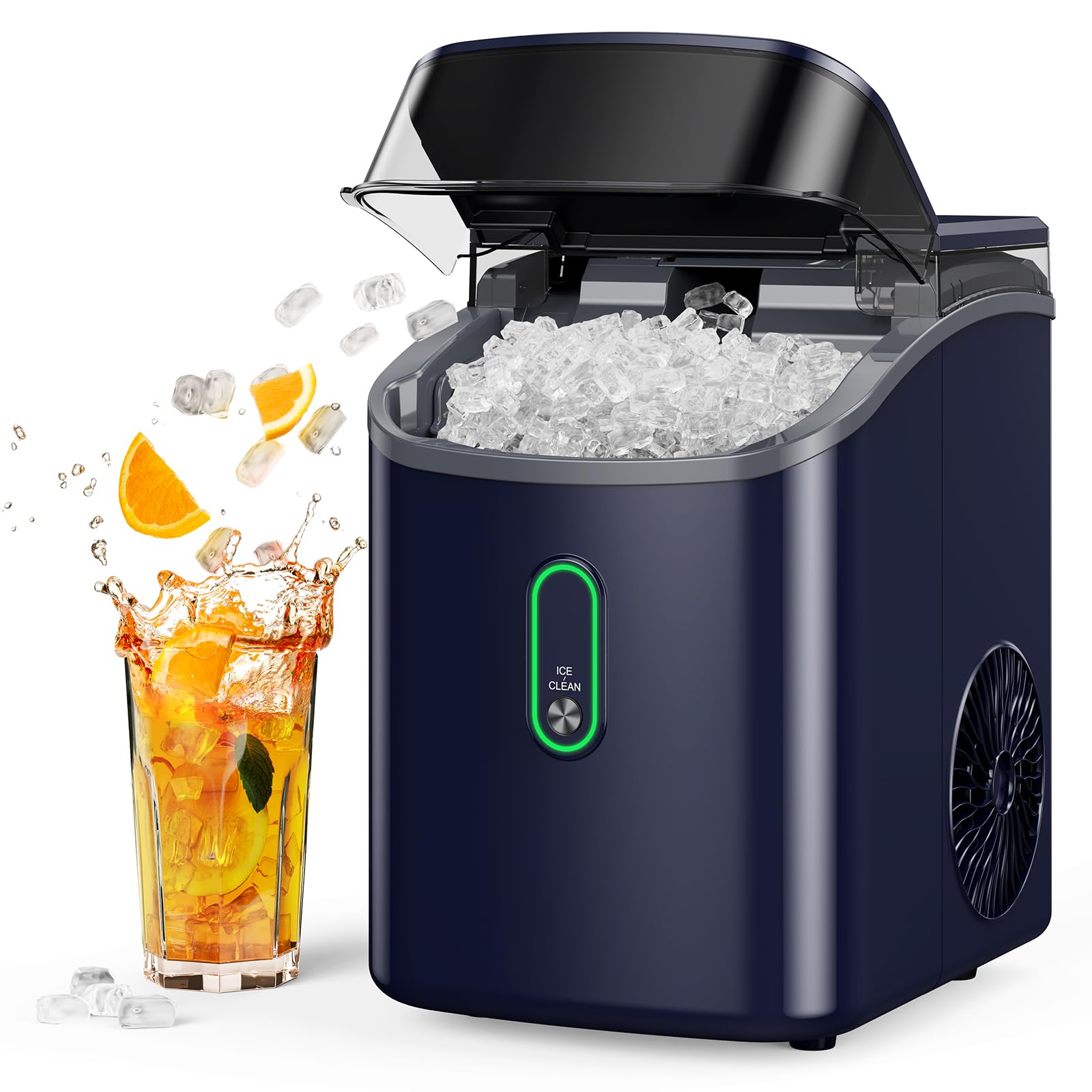 Nugget Ice Maker Countertop, Pebble Ice Maker With Crushed Ice, One-Click Operation Ice Machine With Self-Cleaning, 33lbs/24h For Home, Kitchen, Office, Blue | Fridge.com