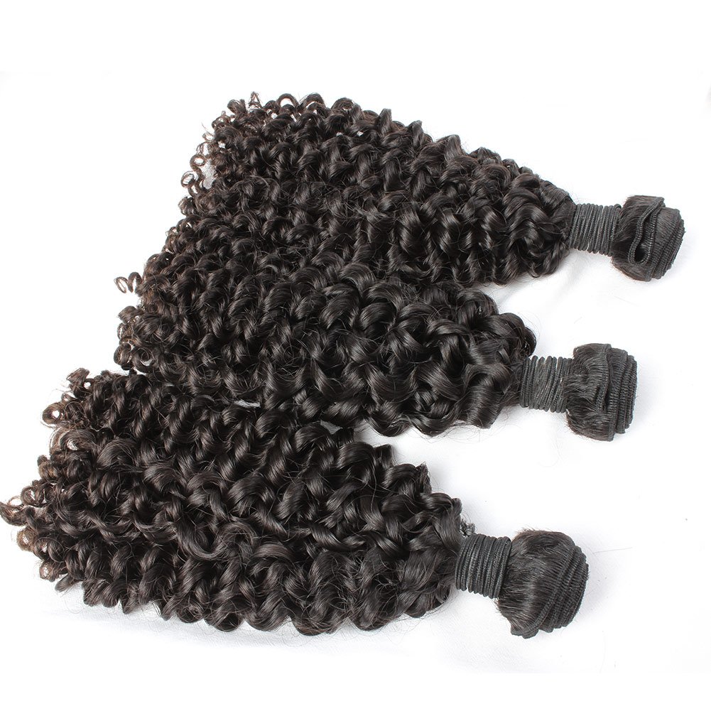 Brazilian Remy Virgin Hair Deep Curly Weave Wave 1 Bundles Human Hair Extensions 20" Natural Color