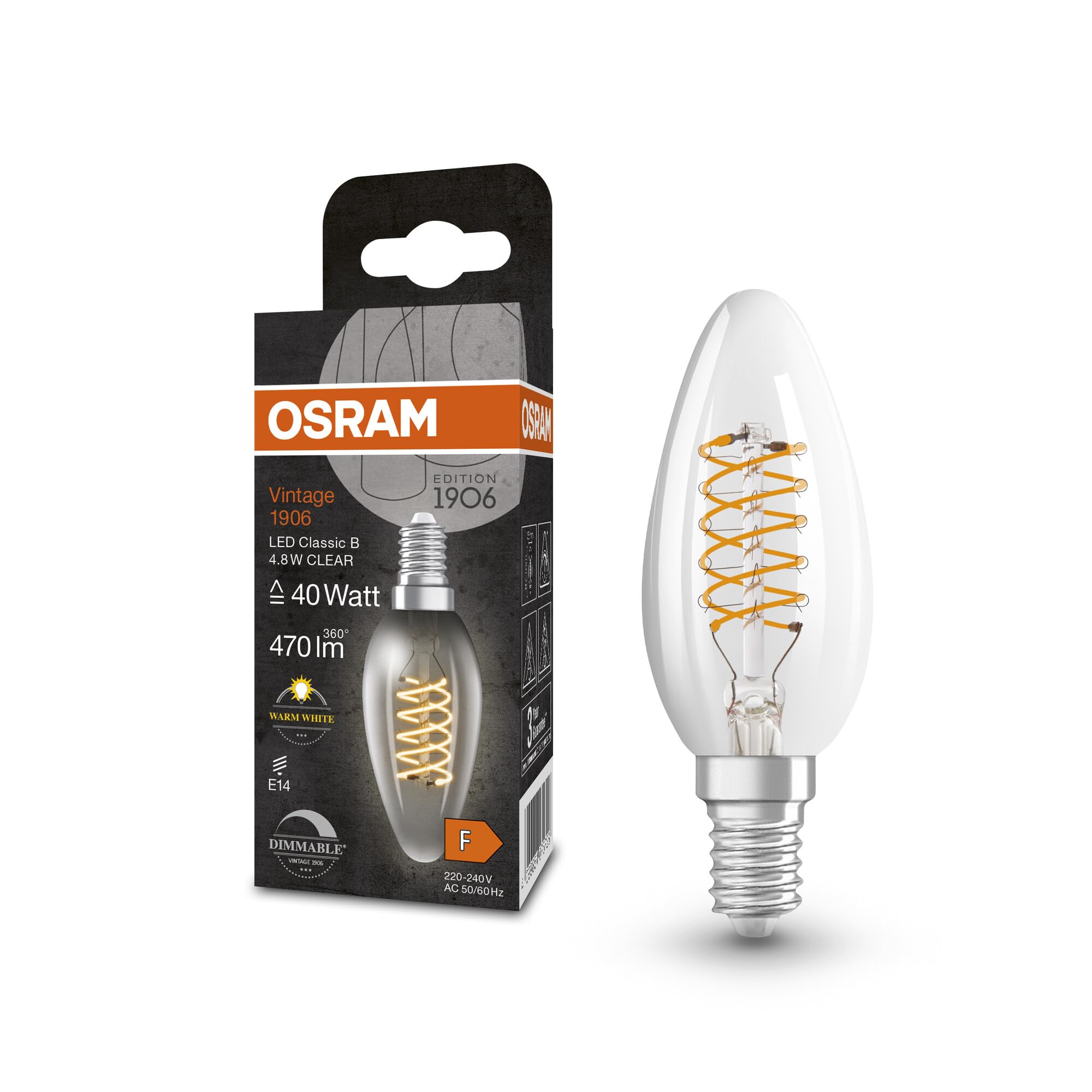 Ampoule LED Osram Vintage 1906 E14 Dimmable 4,8W Blanc Chaud