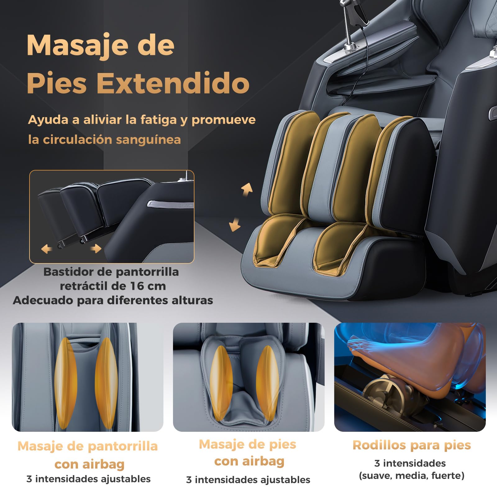COSTWAY Sillón de Masaje de Cuerpo Completo, Silla Shiatsu con Calefacción de Cintura y Masaje con Bolsa de Aire, Rodillos para Pies,Detección Automática de Hombros,Control Remoto y 12 Modos (Negro)