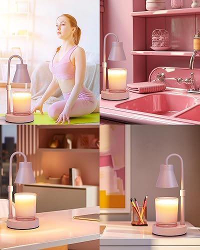 Miniatura 5 de Elenhome Lámpara calentadora de velas con altura ajustable, función de atenuación continua, lámpara de decoración del hogar, lámpara de vela de