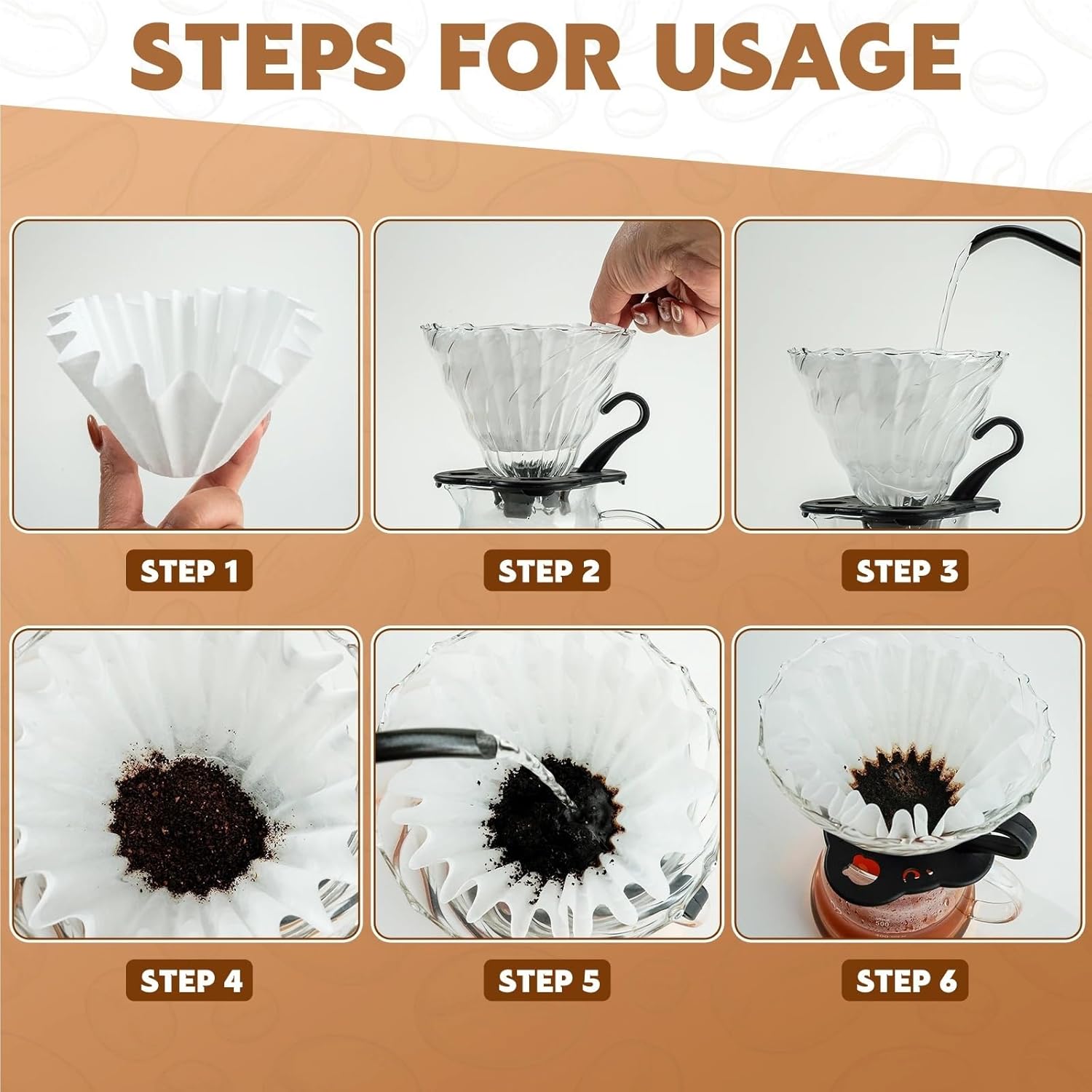 Disposable Basket Coffee Filter Paper Wave Dripper Cups for Hand Brewed Manual Coffee Brewing(100pcs 185 white)