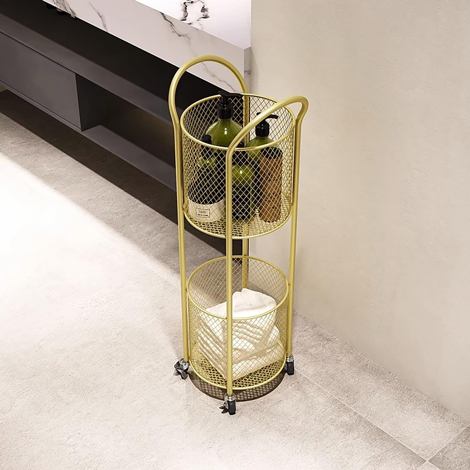 Cesto portabiancheria con manici, doppio cesto per organizzare i vestiti sporchi, soluzione resistente ed elegante
