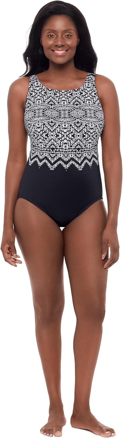 Great Lengths Women's Scoopback Highneck One Piece Swimsuit