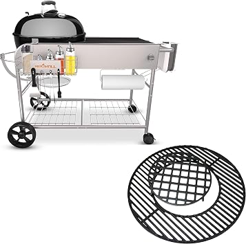 Uniflasy Cooking Grate and Grill Stand Cart for Weber 22" Original Kettle, Jumbo Joe and Master-Touch Charcoal Grills Grilling Table Shelf Replaces for Weber 22" Jumbo Joe Cart Cooking Station