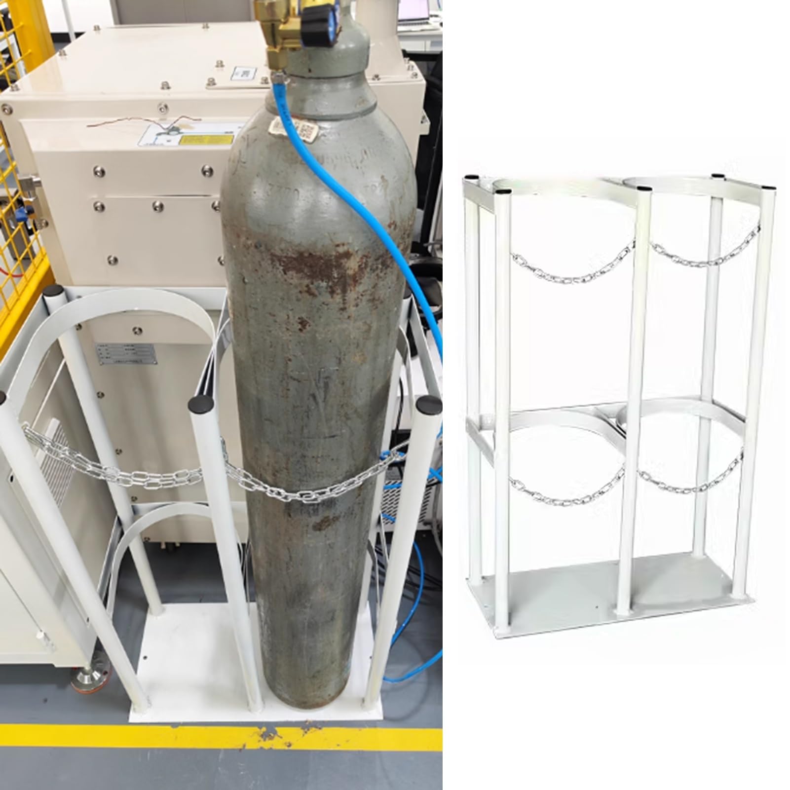 GHHVFEC Oxygen cylinder rack,Heavy Duty Oxygen Tank Holder - Floor Mountable Gas Cylinder Organizer Rack for Hospitals, Durable CO2 Storage Shelf (Fits 27-65cm / 10.6-25.5in)