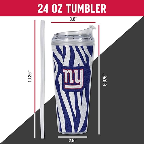 Miniatura 137 de Rico Industries NFL - Vaso de purpurina acrílica de 24 onzas con tapa con bisagras, vaso de doble pared con licencia oficial y popote Tie Dye