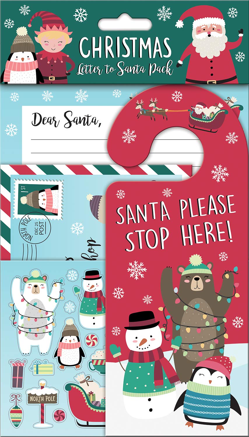 Christmas Letter to Santa Pack | Also Includes Door Hanger, Stickers, and Envelope | Perfect for Christmas