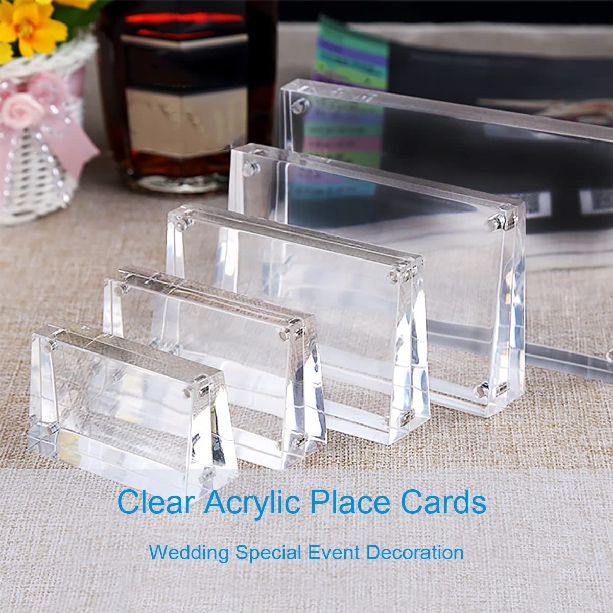 4 soportes magnéticos de acrílico transparente para tarjetas de mesa, menú, suministros de boda y fiesta, 80 x 45 mm, soporte de exhibición de letreros de alimentos
