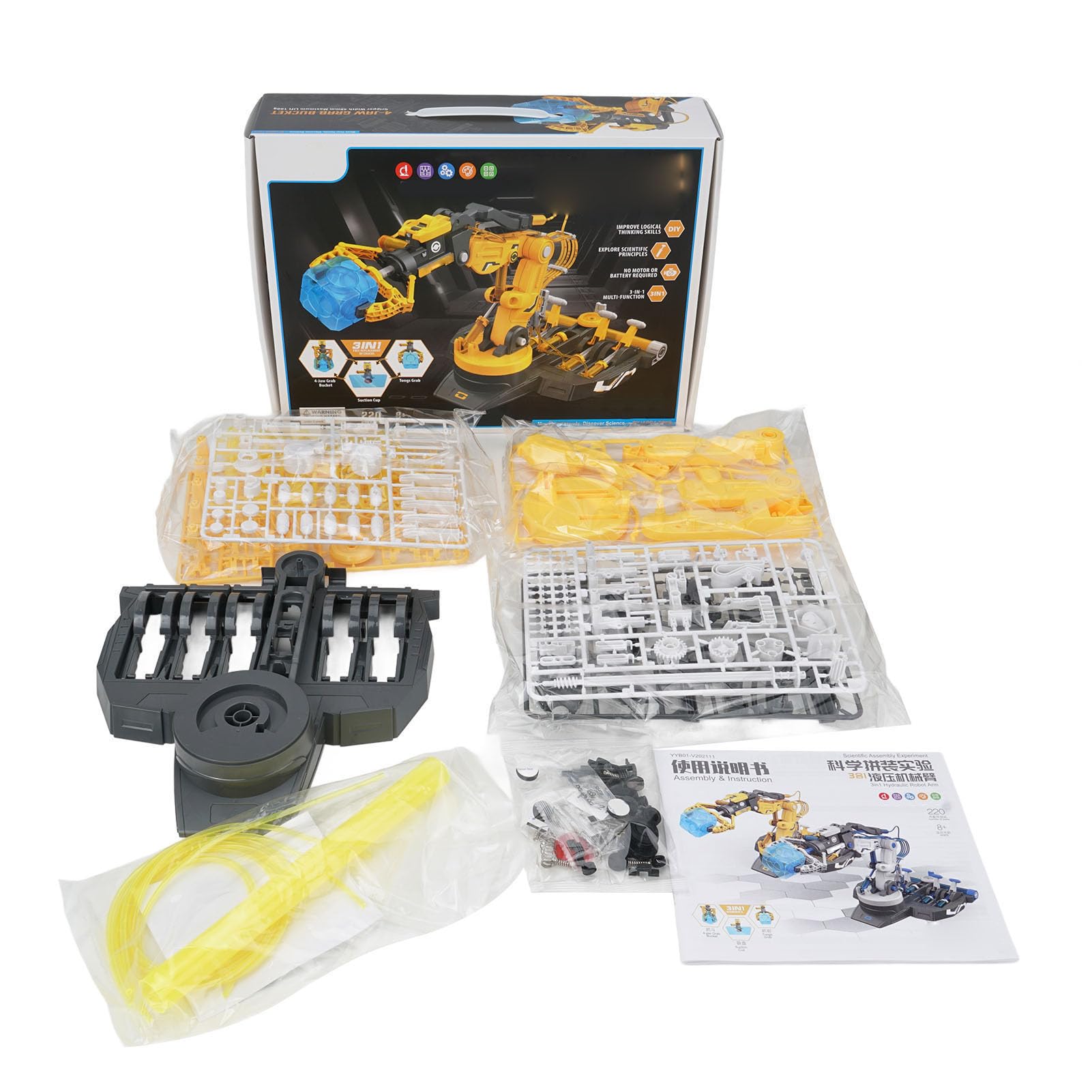 Giocattolo con Braccio Robotico Idraulico per Bambini con Kit di Montaggio, Divertente Esperimento Scientifico per L'apprendimento, Design Educativo in Plastica, Adatto a Partire Dagli 8