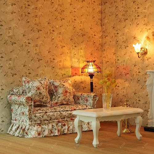 Miniatura 11 de iLAND Muebles de casa de muñecas de sofá en miniatura, juego de muebles para casa de muñecas para accesorios de 1/12, elegantes sofás plisados