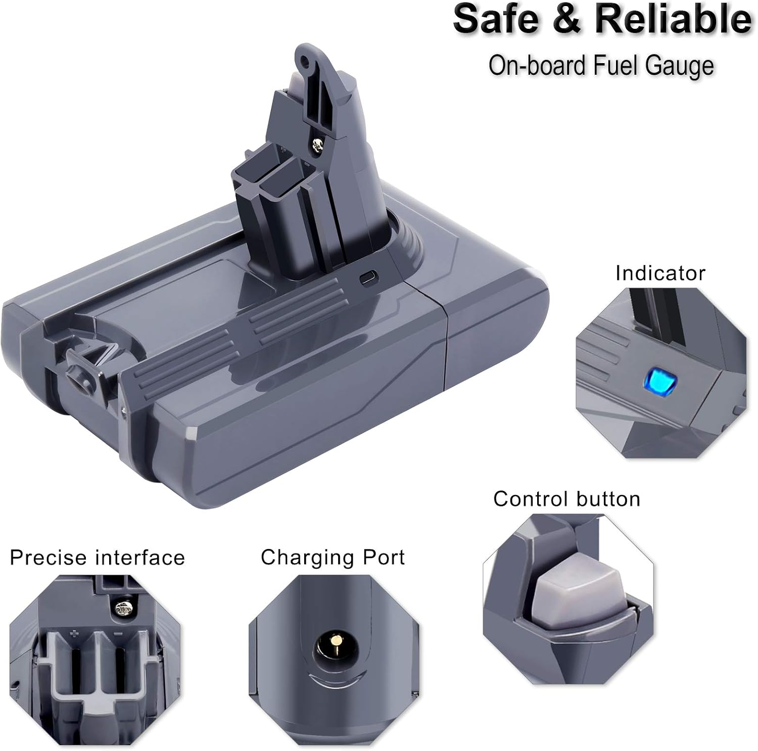 Biswaye 21.6V V6 Battery Replacement for V6 SV04 DC59 SV03 SV06 DC62 SV09 DC58 Vtc4 V6 Animal Motorhead Slim Fluffy Absolute Trigger Cordless Vacuum Battery