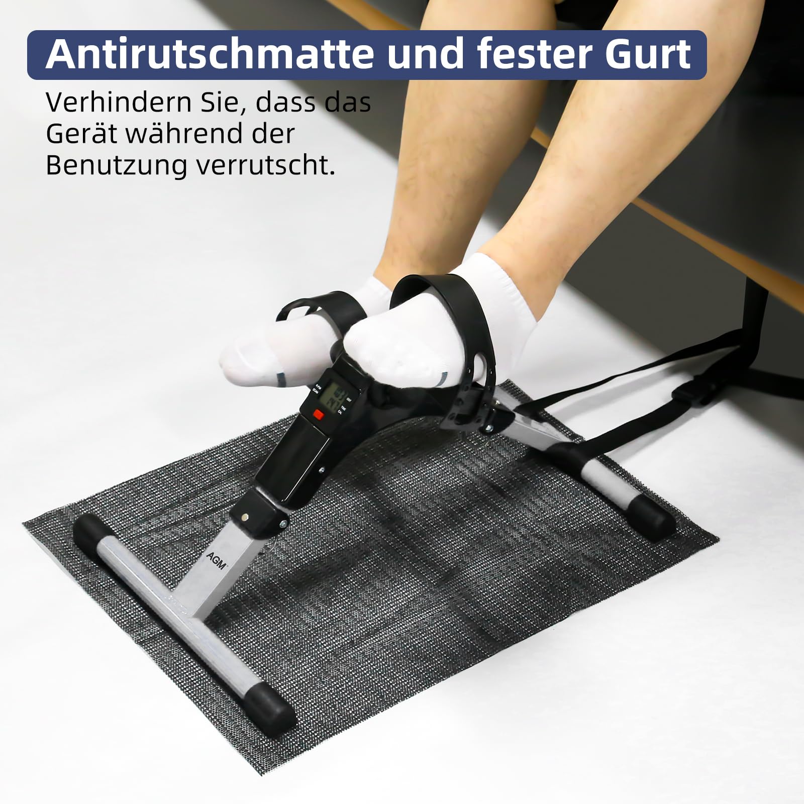 AGM Mini-Heimtrainer Fahrrad, Arm und Beintrainer Fitnesstrainer, Fitness, Hometrainer Bewegungstrainer mit LCD-Monitor und Einstellbarem Widerstand, Fitnessgerät für Zuhause, Büro Schwarz