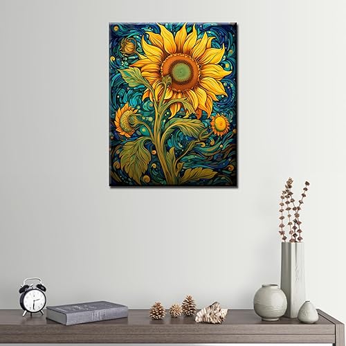 Miniatura 3 de Girasoles abstractos DIY pintura por números para adultos, flores de graffiti, pintura al óleo abstracta, pintura acrílica, kits de pintura
