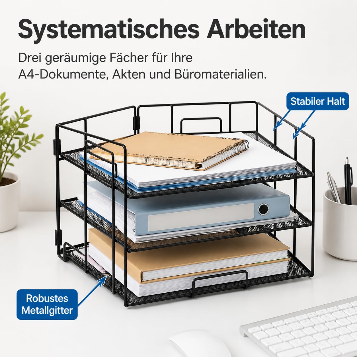 Colcolo A4 Metall Ablage Ordner Dokumentenorganizer Briefsortierer Mehrfach für Büro Lernzimmer, White