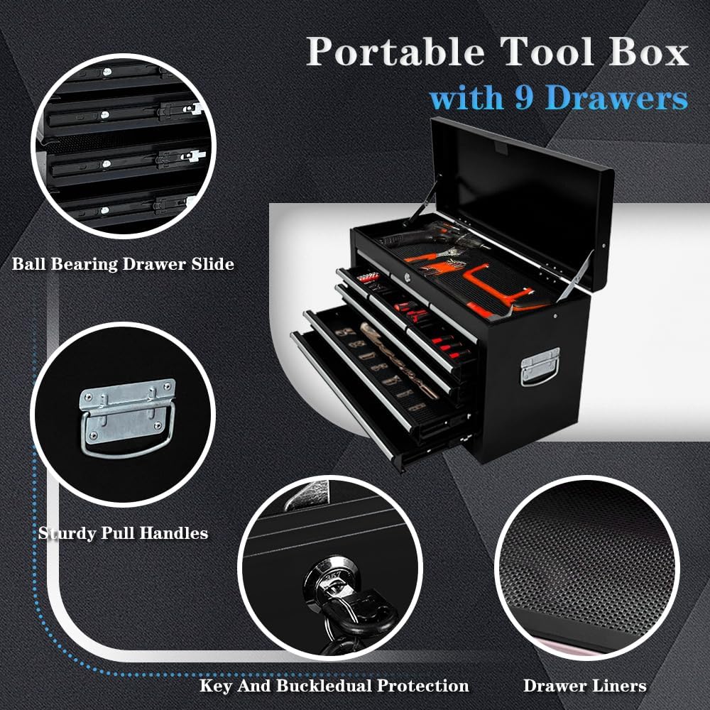 Rolling Tool Chest,13-drawer Tool Box Organizer with Wheels,Large Tool Storage Cabinet with Sliding Drawers,High Capacity Tool Chest with Locking System (Black)