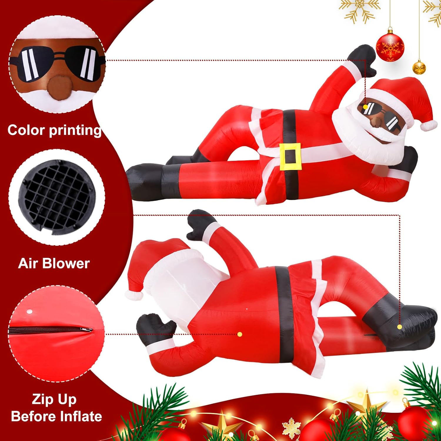 OurWarm 10FT Christmas Inflatables Outdoor Decorations, Giant Inflatable Black Santa Outdoor Inflatables, Christmas Blow Up Yard Decorations for Xmas Outside Lawn Yard Garden