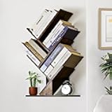 5 Tier Tree Bookshelf Floating Book Shelves for Wall Mount, Wooden Hanging Shelves Storage for Displaying Books/CDs/Magazine, Unique Wall Bookcase Organizer Shelves for Home, Office, Living Room
