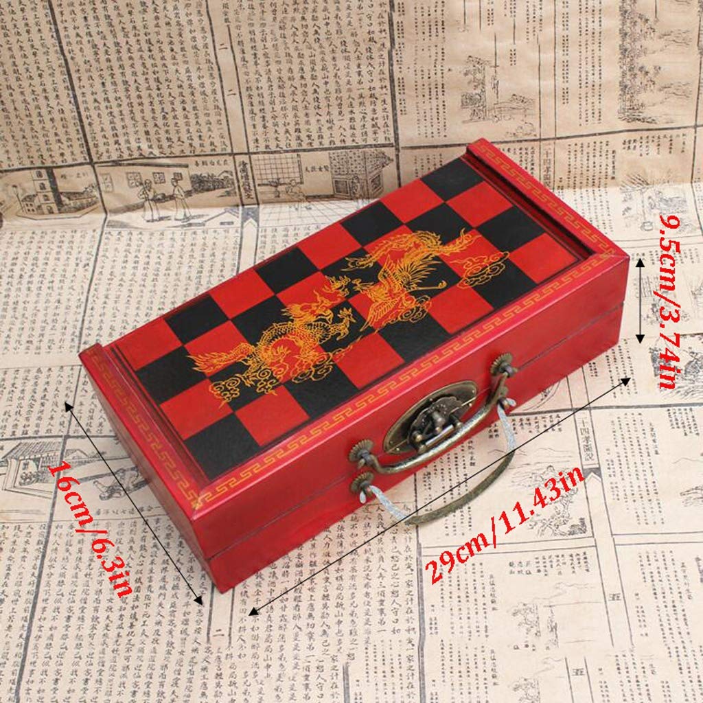 MYBA Scacchiera Scacchi Pieghevole di Legno Scacchi Cinesi Retro Guerrieri di Terracotta di Scacchi di Legno Fa Il Vecchio Intaglio Chessman di Compleanno Regalo di Natale in Resina Regalo