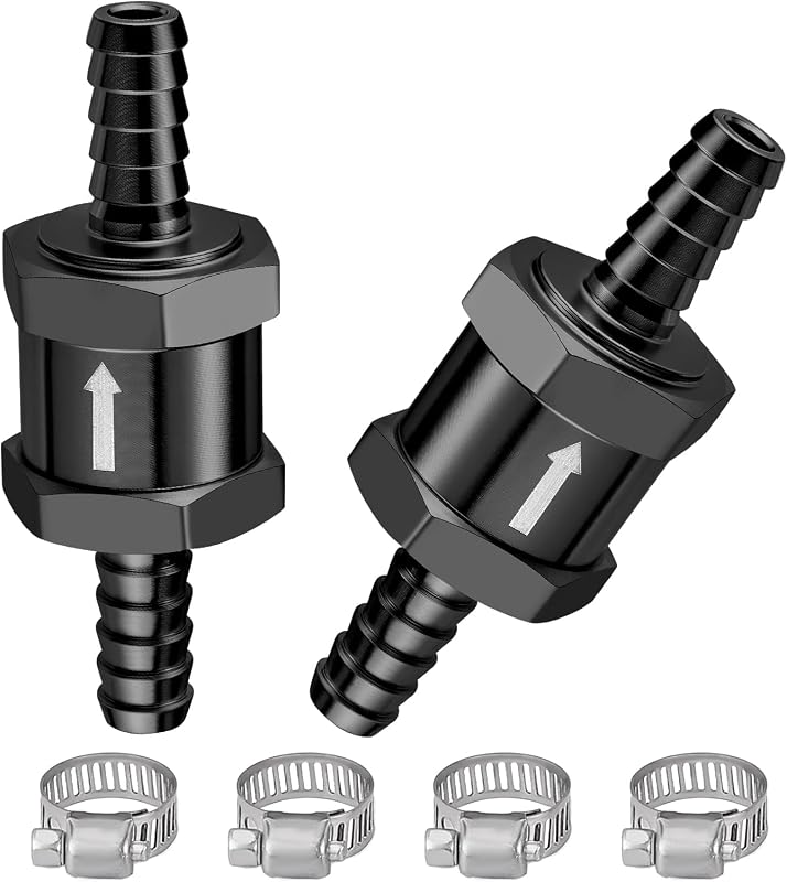 Válvula de retenção unidirecional EVIL ENERGY 1/4" (6 mm) em alumínio para combustível, diesel e líquido de arrefecimento – 2 unidades
