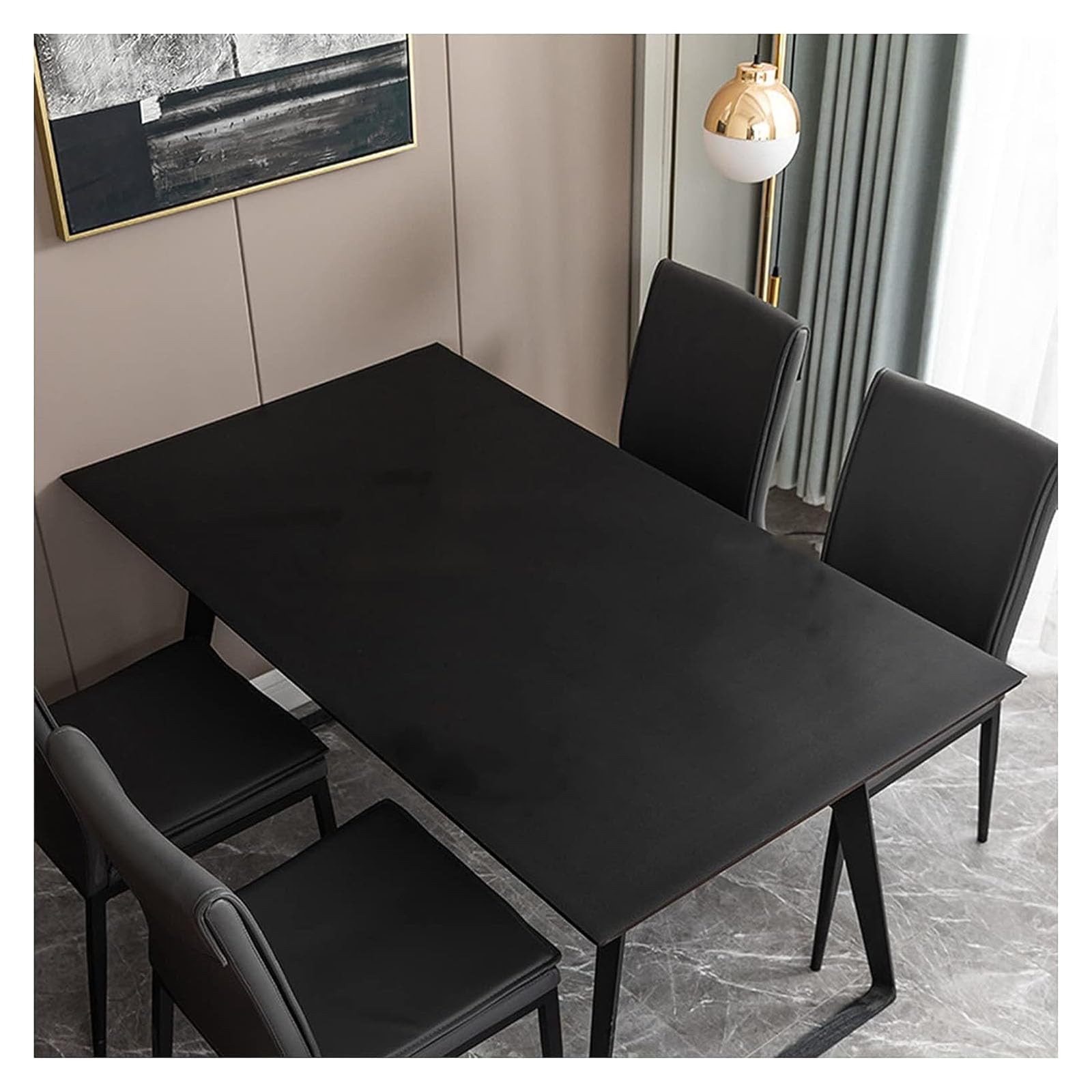 Nappe rectangulaire en cuir PU noir 80x80 cm antitache protectrice