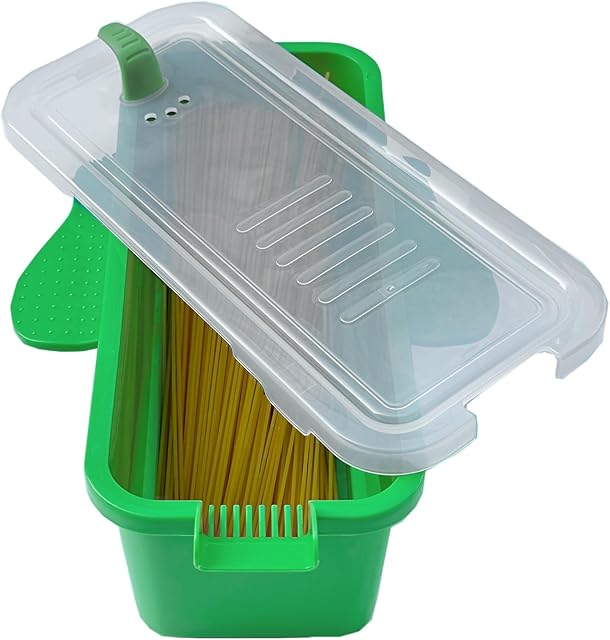 HMZXSY 68OZ Microwave Pasta Container Cooker with Strainer. Quickly Cooks up to 4 Servings Pasta, Cute Elephant-Shaped Multifunctional Cooker for Dorms, Kitchens or Offices.(Green)