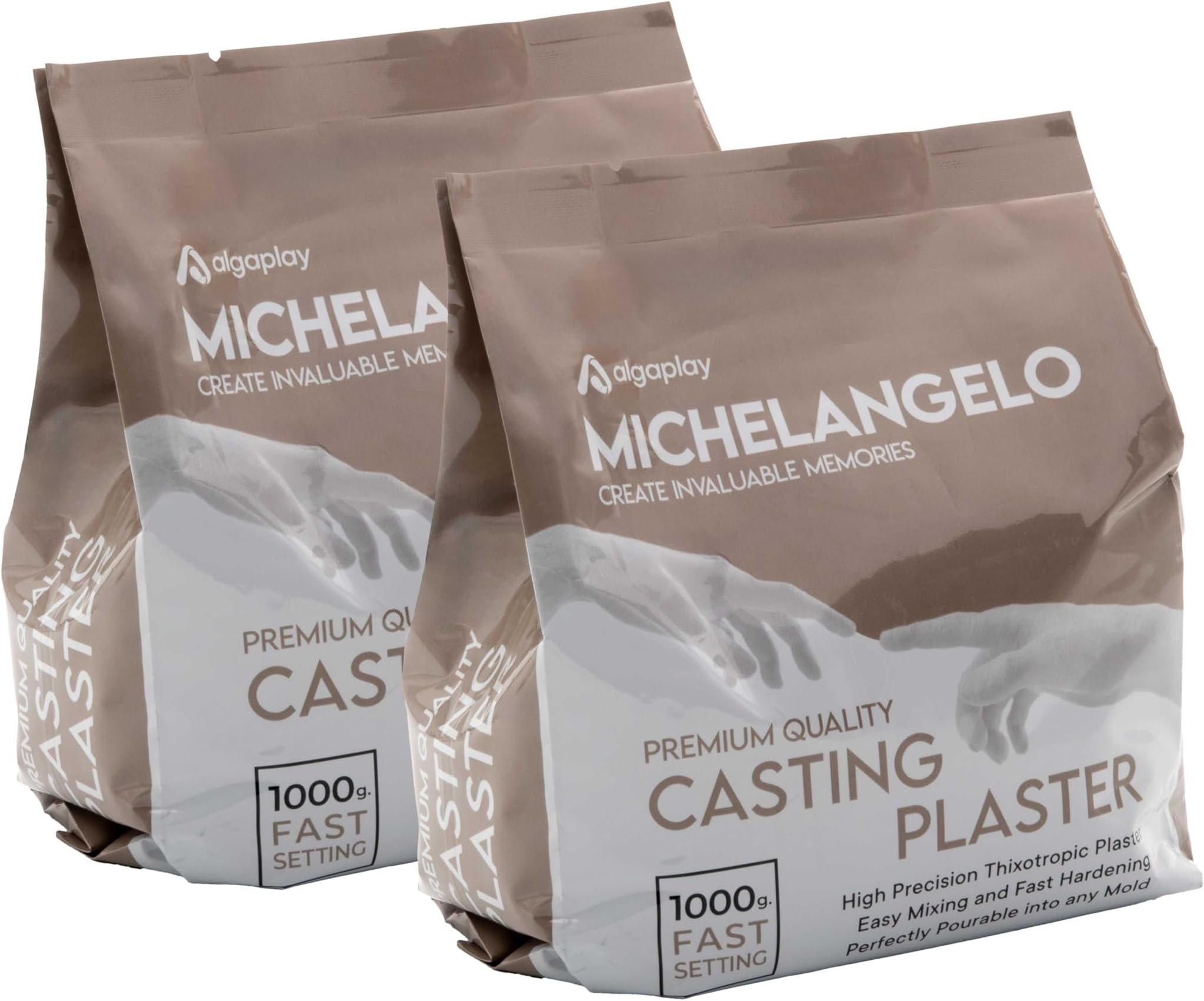 Algaplay Michelangelo Casting Plaster 2 kg. Synthetic thixotropic and non-toxic chalk with high hardness and resistance. Ideal for casts and copy positives.