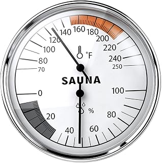 Sauna Thermometer Fahrenheit and Hygrometer, 2-in-1 Mechanical Metal