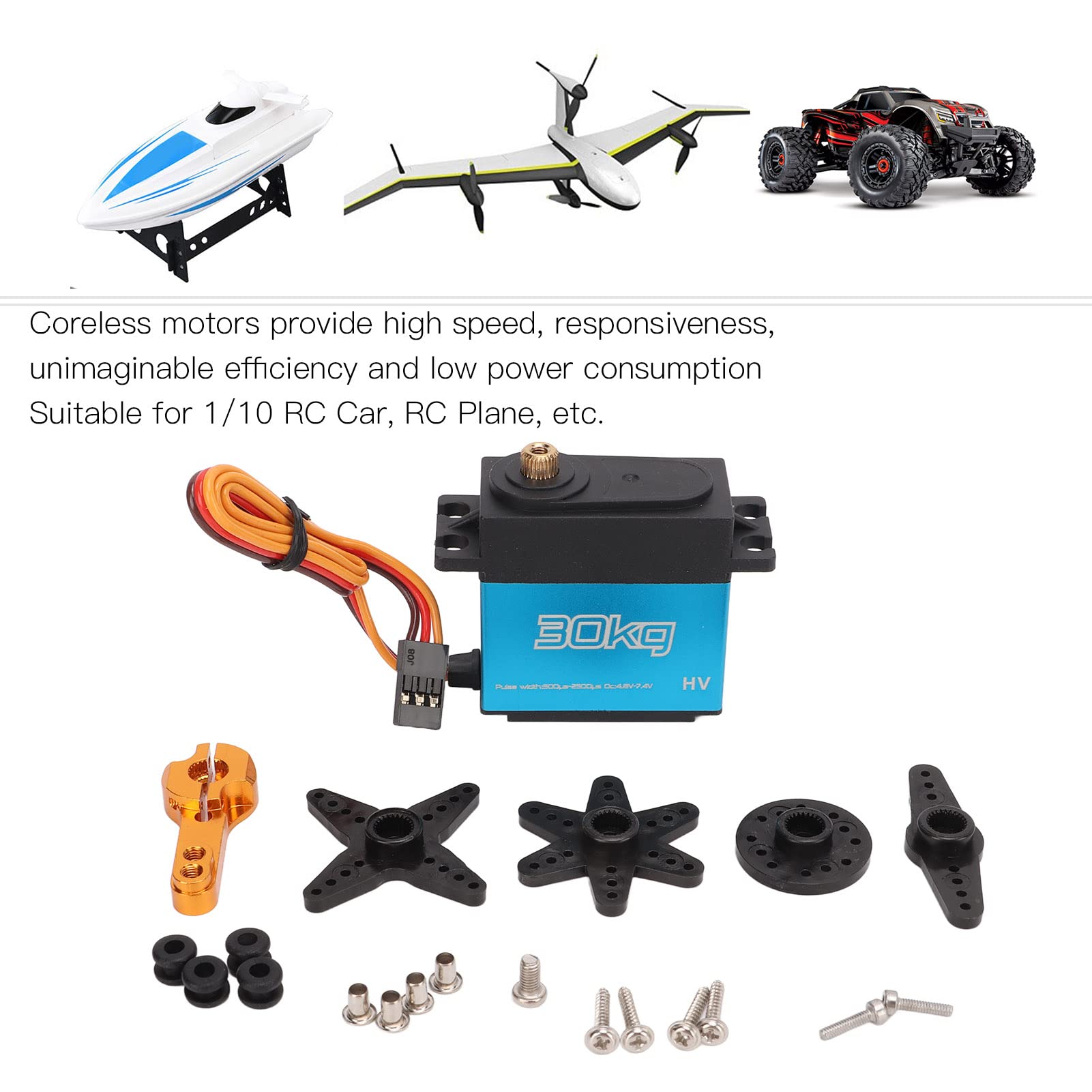 4 Stück 30 kg RC Metal Gear Digital Servo mit 25 T Metall-Servoarm für 1/10 ferngesteuertes Autoflugzeug