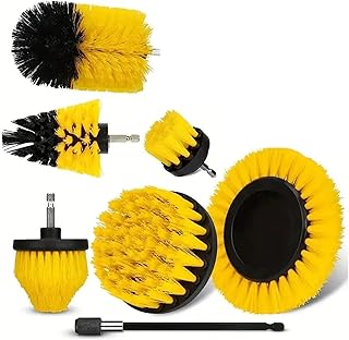 Juego de 7 Cabezales de Cepillo móviles, Cepillo de Limpieza eléctrico, Color Amarillo, Juego de 7 Cabezales de Cepillo for Taladro eléctrico, artículos for el hogar