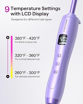 Wavytalk 3/8 Inch Small Curling Iron for Short & Long Hair, Ceramic Barrel | Instant Heat Up Wand Curling Iron, Small Curling Wand with 9 Adjustable Temperatures, LED Display, Dual Voltage
