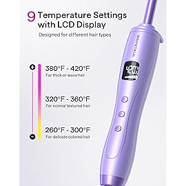 Wavytalk 3/8 Inch Small Curling Iron, Curling Wand for Short & Long Hair, Ceramic Small Barrel Curling Iron with Adjustable Temperature, Include Heat Resistant Glove (Purple)