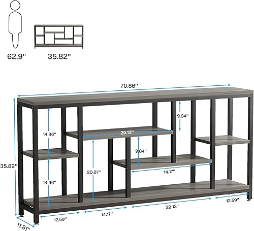 Miniatura 2 de Tribesigns Mesa de sofá consola mesa de consola extra larga de 709 pulgadas detrás del sofá con estantes de almacenamiento mesa decorativa moderna
