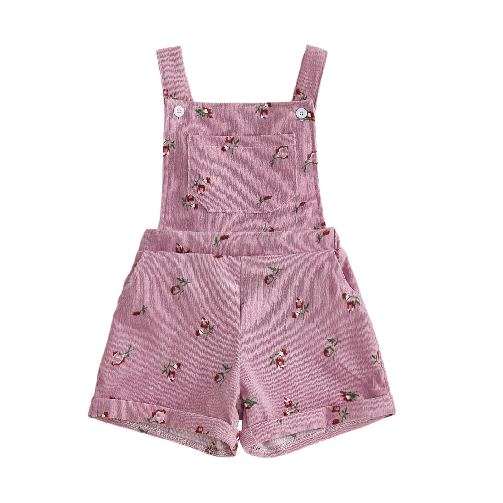 Ayalinggo Toddler Baby Girl Sunflower Print Overalls Shorts with Pocket Suspender Trousers Cute Summer Clothing Outfit