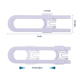 CUTESAFETY - Sliding Cabinet Locks Baby Proofing - Adjustable Child Safety Latches for Knobs & Handles - 2 Pack - No Adhesive Drilling or Tools - Gray