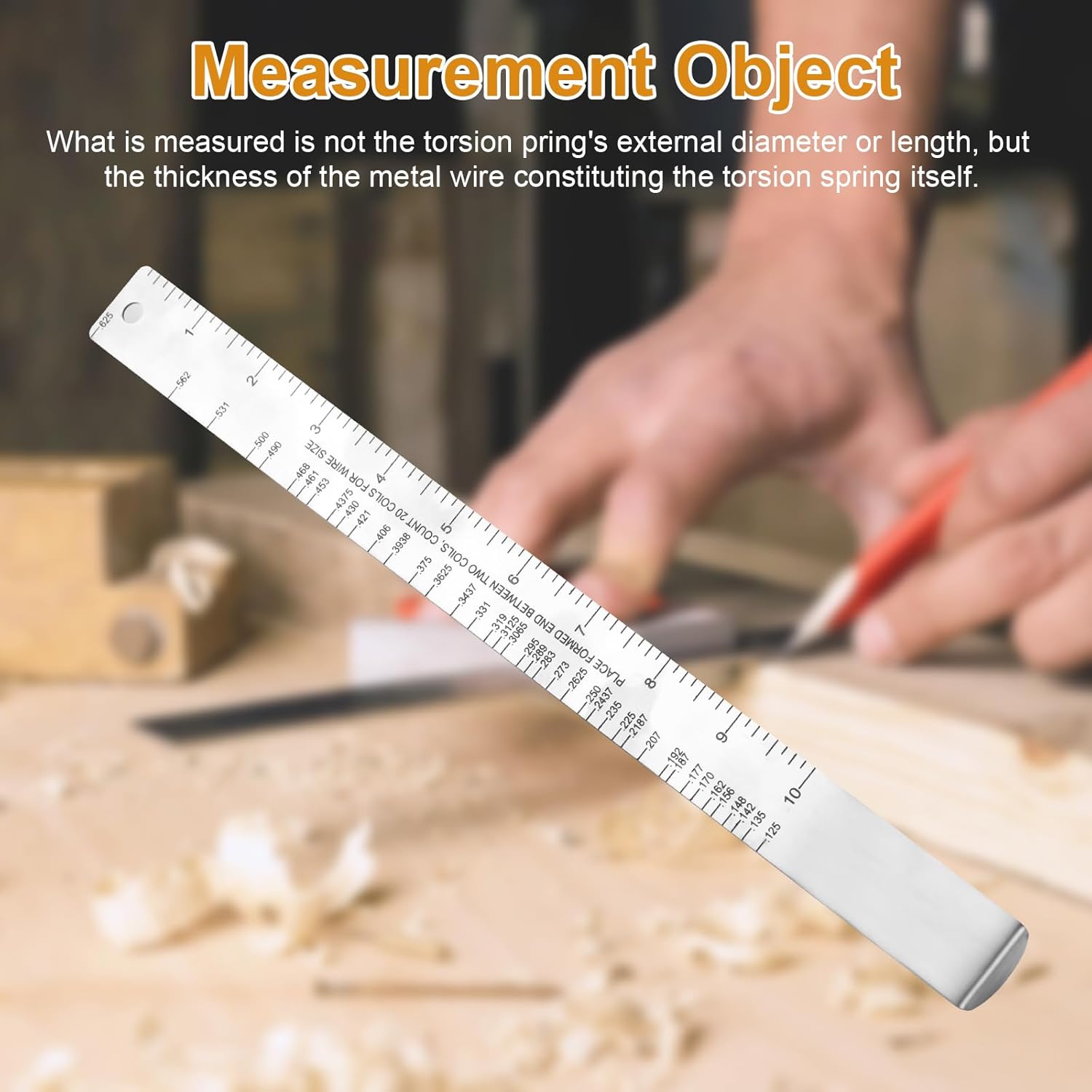Garage Door Torsion Spring Wire Measuring Tool, Spring Measuring Gauge Graduation .125 - .625, Steel Gauge Measuring Tool