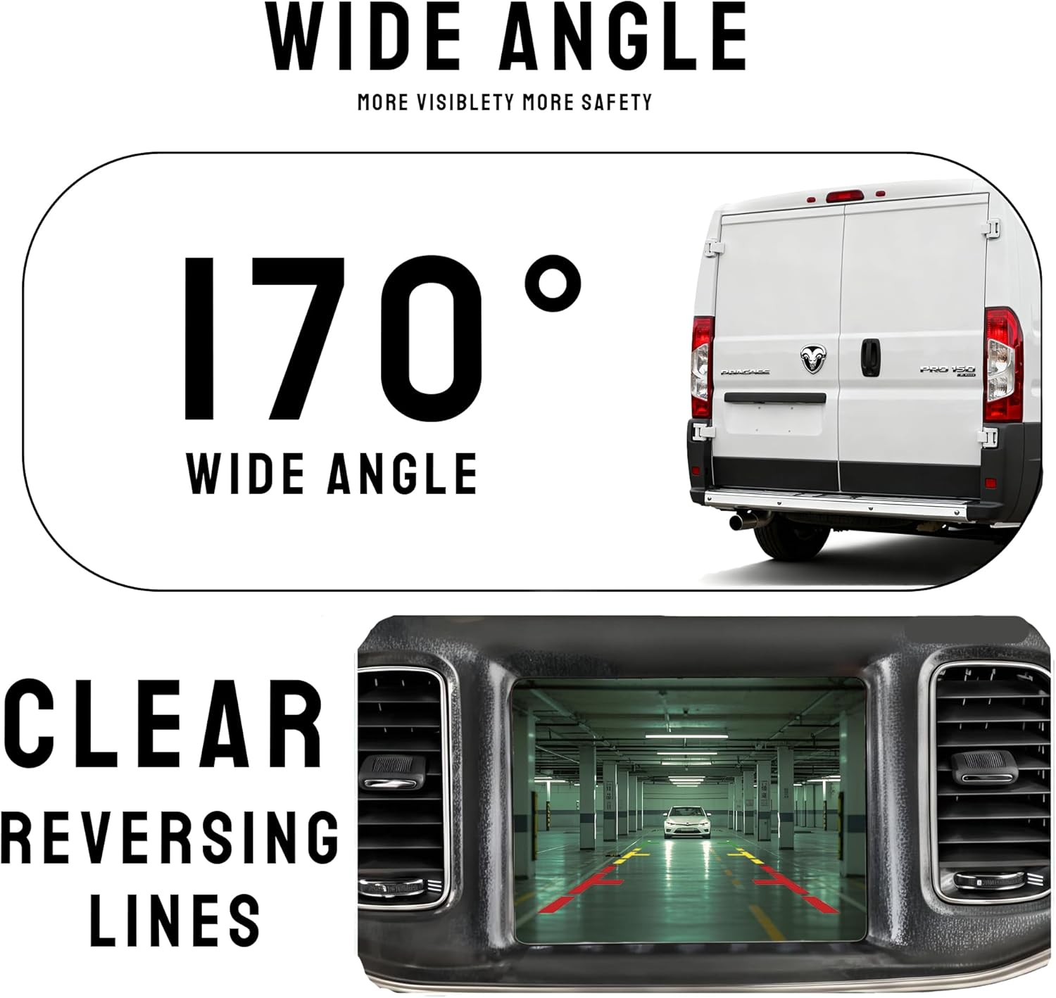 Anpher Backup Camera Compatible with 2014-2020 Dodge Ram ProMaster 1500 2500 3500 Rear View Camera Replace OE 6MJ97ZZZAA 68288201AA