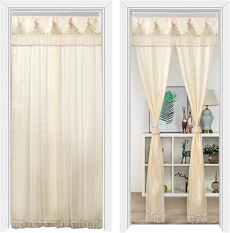 Amazon かわいい おしゃれ モダン 花柄 100 210cm 刺繍 のれん 目隠し 部屋模様替え シンプル 無地 レース 上品 ドア カラー 北欧 デザイン 柔らかい 子供部屋 トイレ 小窓 細窓 縦長窓 のれん オンライン通販