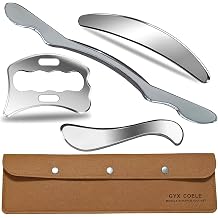 Stainless Steel Muscle Scraper Tool Set, 4-Piece Professional Physical Therapy Massage Tools with Storage Case